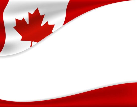 Canada day banner background design of flag