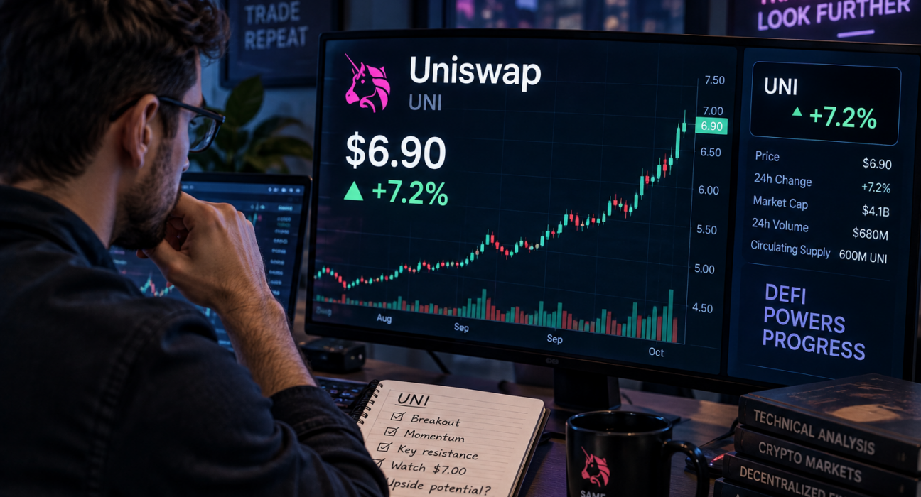 Analyst checking Uniswap price