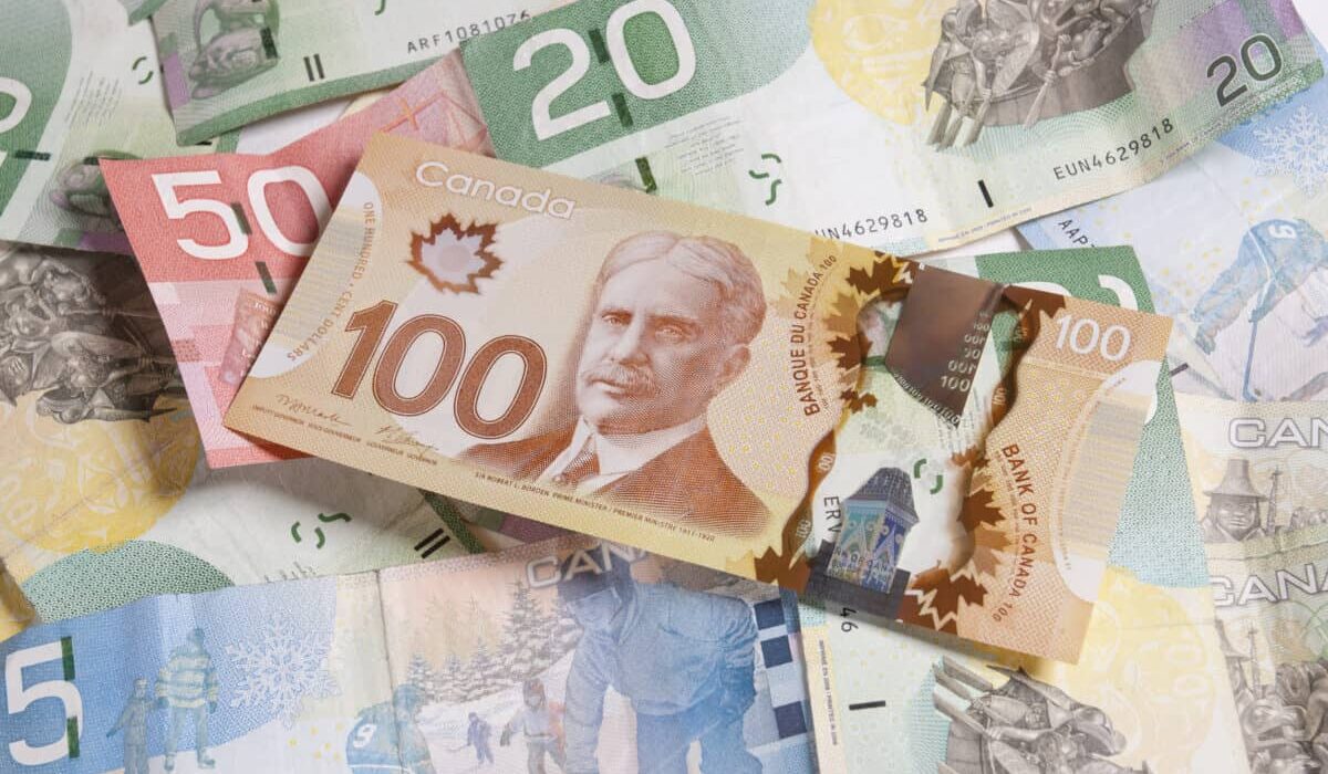 Paper Canadian currency of various denominations