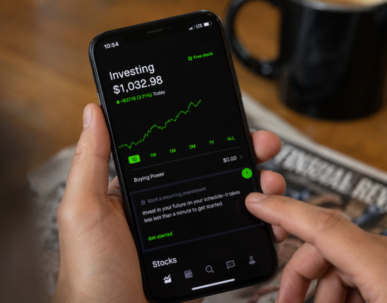 A person using Robinhood app on phone